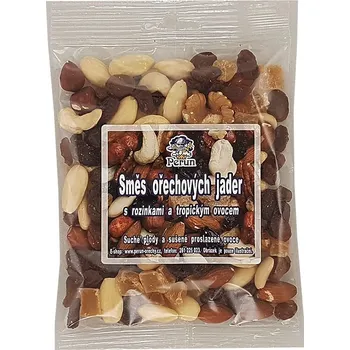 PERUN-OŘECHY Směs ořechových jader s rozinkami a tropickým ovocem sáček: 125 g