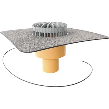 Kanalizační potrubí Svislá vyhřívaná terasová vpust TOPWET s integrovanou bitumenovou manžetou, DN 75