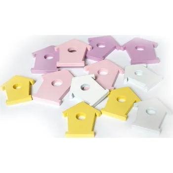 Velikonoční dekorace Domeček dřevěný, mix 3 - 4 cm, set 12 ks