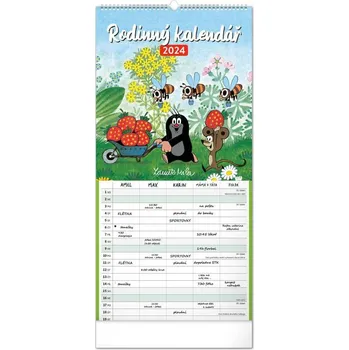 Kalendář Nástěnný rodinný plánovací kalendář Krteček 2024, 21 x 42 cm