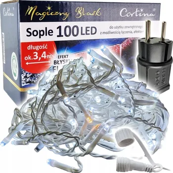 Vánoce Cortina Vánoční osvětlení světýlka rampouchy 300LED studená bílá + flash