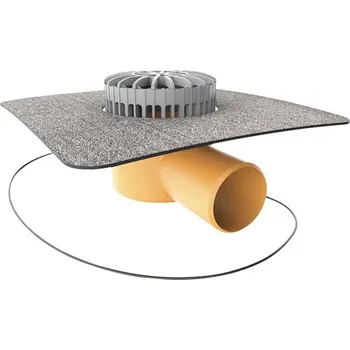 Kanalizační potrubí Vodorovná vyhřívaná terasová vpust TOPWET s integrovanou bitumenovou manžetou, DN 125