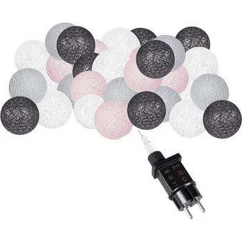 Springos bavlněné koule 20LED růžové bílé grafitové a modré