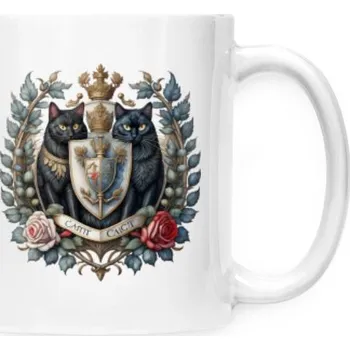 Hrnek malý bílý s potiskem Království u dvou koček