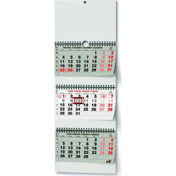 Kalendář Nástěnný kalendář - Tříměsíční skládaný - s mez. svátky