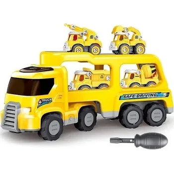 autíčko Bavytoy - Žlutý náklaďák s autíčky a šroubovákem