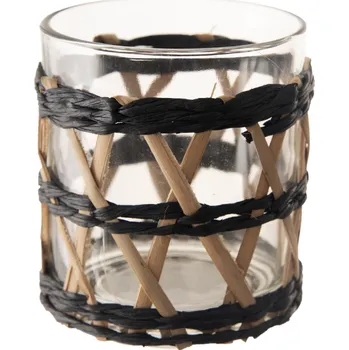 Svícen Svícen sklo/vrba černý/hnědý 9x9x10cm