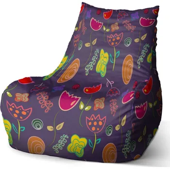 Sedací pytel Sablio Sedací vak Bean Nakreslené květiny - 60 x 70 x 70 cm