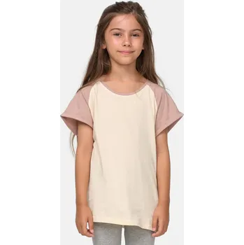 Dívčí tričko Girls Contrast Raglan Tee whitesand/duskrose Urban Classics krémová 2539669