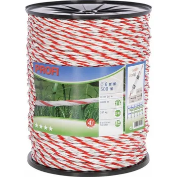 Ohradník Lanko pro elektrický ohradník PROFI 500m 6mm bílá/červená