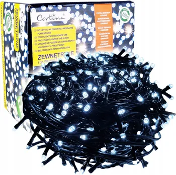 Vánoční dekorace Cortina Vánoční osvětlení řetěz světýlka 600LED venkovní studená bílá + časovač + flash