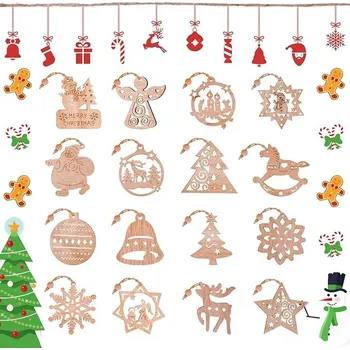 Vánoční dekorace Vánoční ozdoby dřevěné - 16 ks