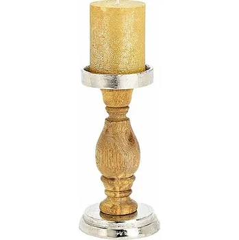 Svícen Svícen pro velké svíčky mangové dřevo a kov 20 cm cca 10 x 20 cm