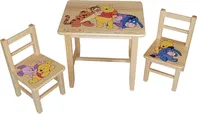 Dětsný nábytek ČistéDřevo Dřevěný dětský stoleček s židličkami Medvídek Pú