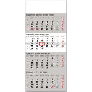 Kalendář Nástenný kalendár 4-mesačný štandard 2024, 29,5 x 57 cm
