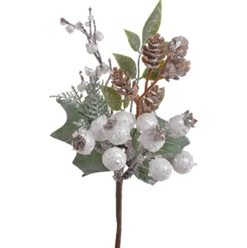 Vánoce Ex Herbis AHDL Zápich větvička s bobulemi zimní bílá 23 cm