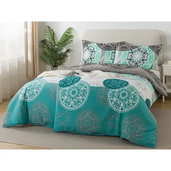 Povlečení XPOSE Albína tyrkysové 140 x 200, 70 x 90 cm nitěné knoflíky