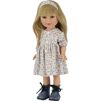 Panenka Realistická panenka Paulina v květovaných šatech na knoflíky od firmy Vestida de Azul (Paulina - 33 cm)