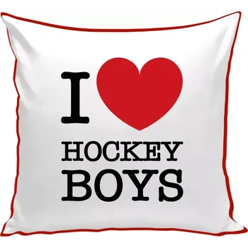 Polštář Polštář barevný 32x32 cm I love hockey boys