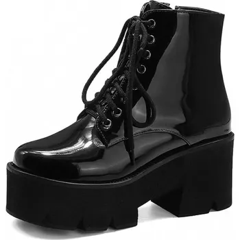 Dámské kozačky Klasické lakované kotníkové boty GoodDayGirl Fashion Barva: Černá, Velikost: 41