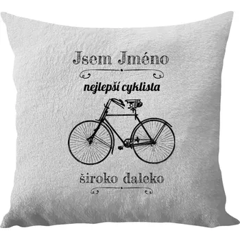 Polštář Polštář bílý 40x40 cm - dlouhý chlup Jsem nejlepší cyklista široko daleko
