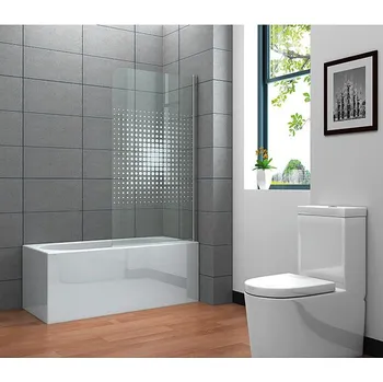 Vanová zástěna Corniche Vanová zástěna Cube, 140 × 80 cm, tloušťka skla: 4 mm, dekor CBWCUBE