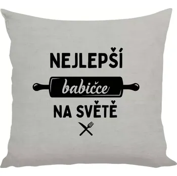 Polštář Polštář lněný 40x40 cm Nejlepší babičce na světě - váleček