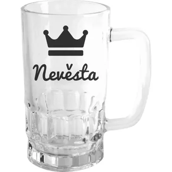 Sklenice Půllitr pro nevěstu - Nevěsta s datem - čirý