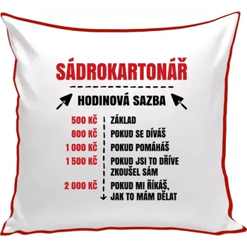 Polštář Polštář barevný 32x32 cm Hodinová sazba - sádrokartonář