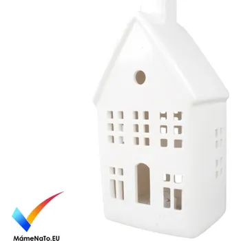 Anděl Přerov Domek porcelánový s glitrovou střechou s LED 19 cm