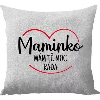 Polštář Polštář bílý 40x40 cm - dlouhý chlup Maminko, mám tě moc ráda