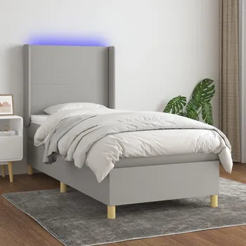 Postel vidaXL Box spring postel s matrací a LED 80 x 200 cm textil [3138670] Barva: světle šedá