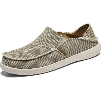 Pánské mokasíny Letní plátěné boty pánské pohodlné džínové loafers Barva: Khaki, Velikost: 45