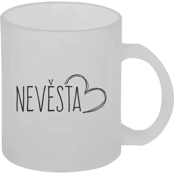 Hrnek 330 ml - skleněný matný Nevěsta - kreslené - srdce