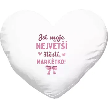 Polštář Polštář srdce 40x35 cm Jsi moje největší štěstí se jménem