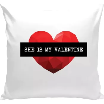 Polštář Polštář bílý 40x40 cm She is my Valentine
