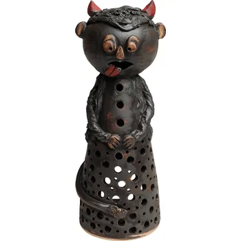 Svícen lampa na svíčku - čert velký keramický (ruční výroba)