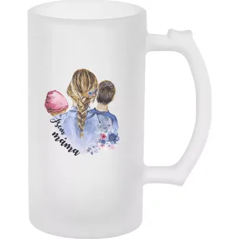 Sklenice Půllitr pro maminku - Jsem máma - holčička a kluk - matný