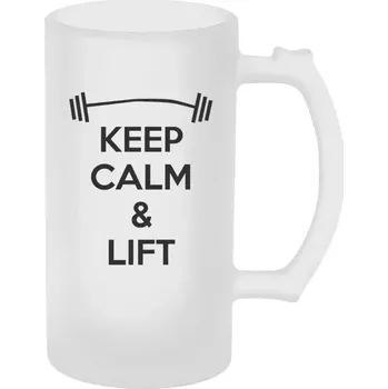 Sklenice Půllitr pro fitness nadšence - Keep calm and lift - matný