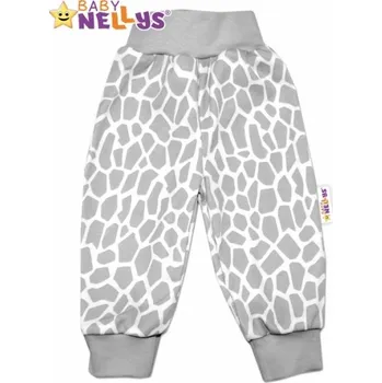 Tepláčky/Kalhoty kojenecké bavlna - VZOR ŽIRAFA bílo-šedé - vel.80