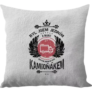 Polštář Polštář bílý 40x40 cm - dlouhý chlup Byl jsem jedním z davu, ale pak jsem se stal kamioňákem