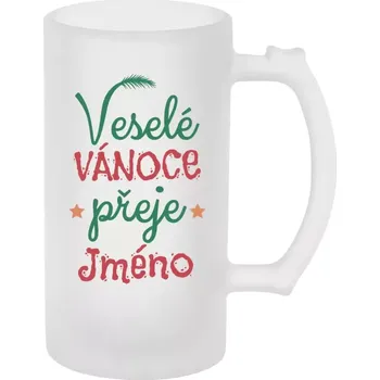 Sklenice Půllitr skleněný matný Veselé Vánoce přeje