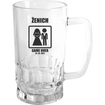 Sklenice Půllitr Game over - ženich s datem