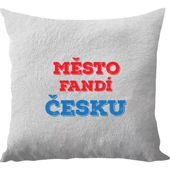 Polštář Polštář bílý 40x40 cm - dlouhý chlup Město fandí Česku