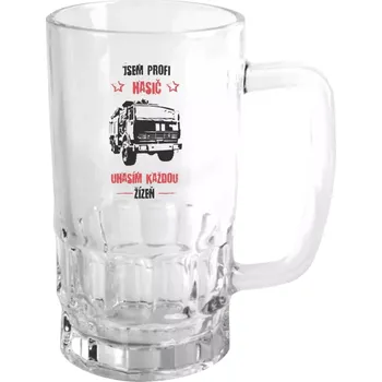 Sklenice Půllitr pro hasiče - Jsem profi hasič, uhasím každou žízeň - čirý