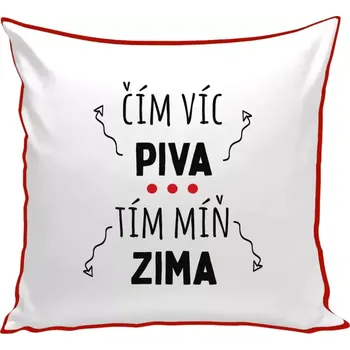 Polštář Polštář barevný 32x32 cm Čím víc piva, tím míň zima