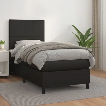 Postel vidaXL Box spring postel s matrací 100x200 cm umělá kůže [3142709] Barva: Černá