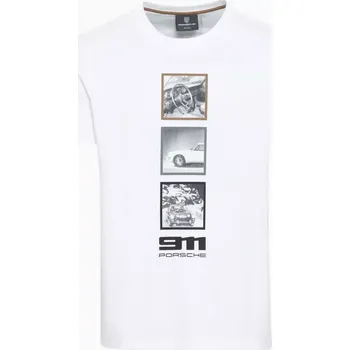 PORSCHE DESIGN Unisex T-shirt 60Y Porsche 911 Tričko s kulatým výstřihem a potiskem bílá (Vysoce kvalitní tričko od Porsche se skvělým potiskem 911. Běžný střih.)