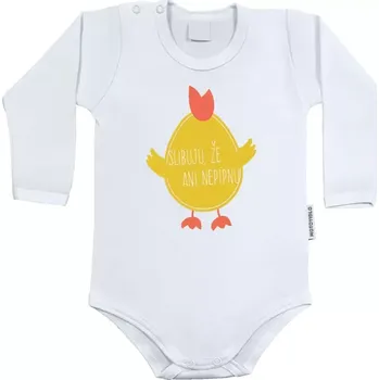 Kojenecký body Dětské body s dlouhým rukávem Slibuju, že ani nepípnu!