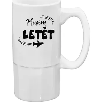 Sklenice Půllitr bílý vysoký Musím letět